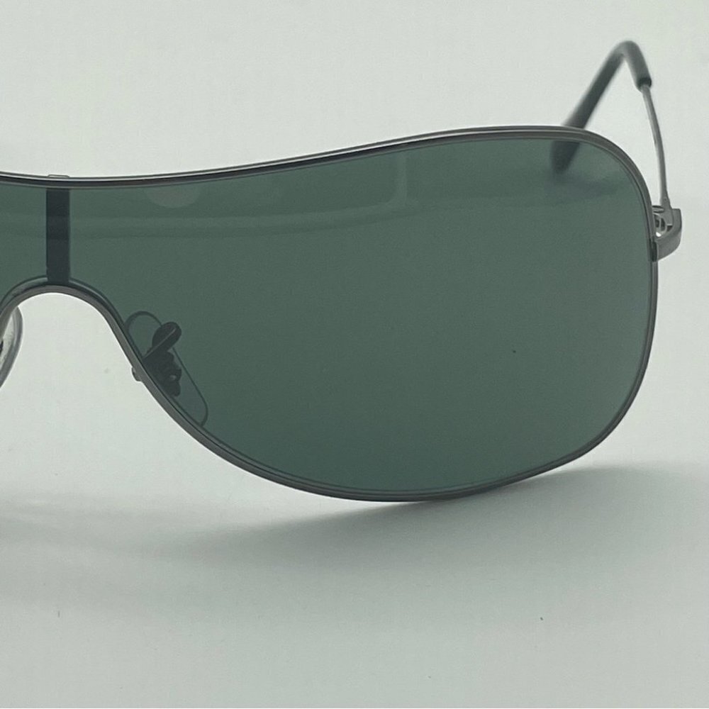 SOLD RAY-BAN RB3211 Sunglasses Shield Silver Gunmetal/Green Gray - Picture 10 of 11